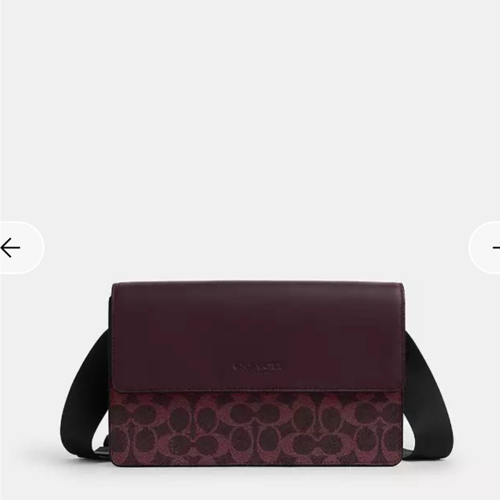 Coach Gunmetal/Black Currant Turner Flap Crossbody In Signature Canvas-CCQ53